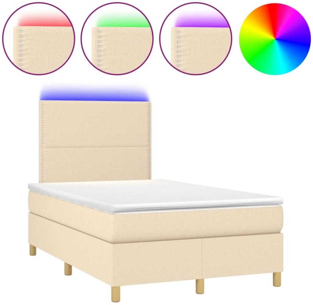 vidaXL Boxspringbett mit Matratze & LED Creme 120x190 cm Stoff 3270244 Bild 1