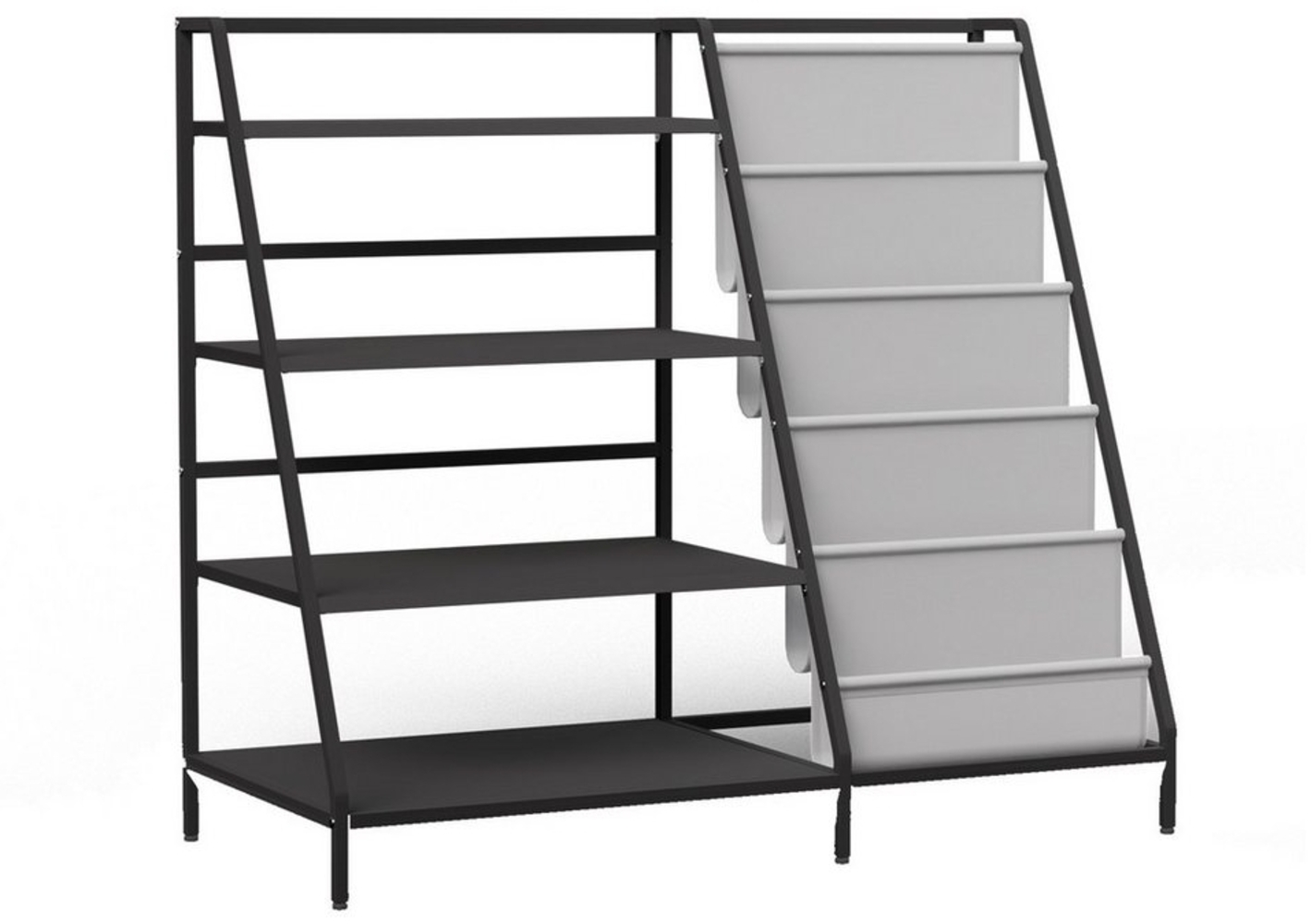 radelldar Kinderregal Bücherregal, mit 4 Fächern & 5 Taschen, Metall, 90x40x80cm Bild 1