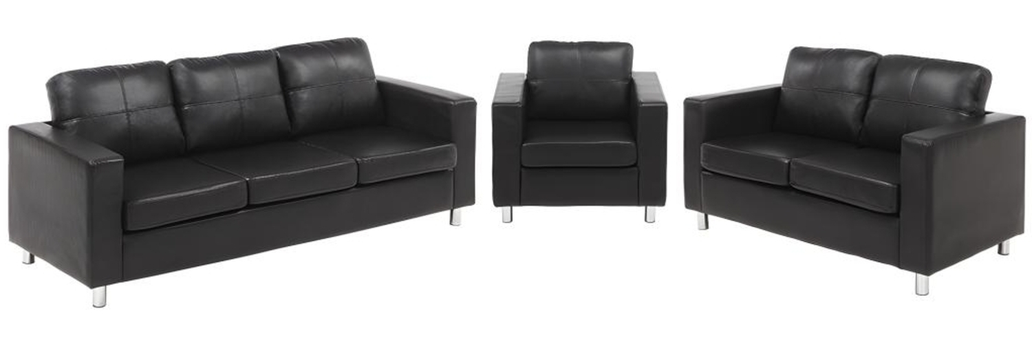 Vente-unique - Couchgarnitur 3+2+1 - Kunstleder - Schwarz - ACKLEY Bild 1