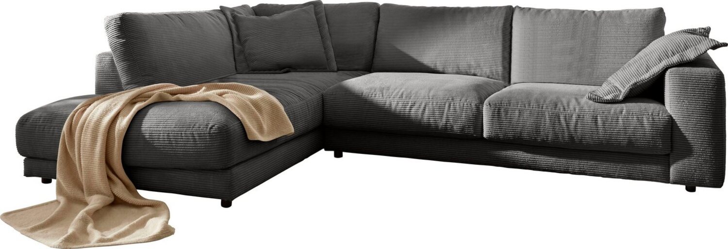 Places of Style Ecksofa Enisa XXL B/T/H: 325/224/85 cm L-Form, Kuschelig, gemütlich, in 5 Farben, Bezug in Cord, mit 2 Zierkissen Bild 1