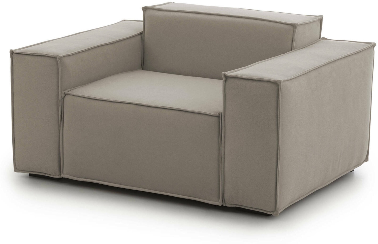 Dmora Rodonite-Sessel, Wohnzimmersessel, 100 % Made in Italy, Relaxsessel aus gepolstertem Stoff, 160 x 95 x 70 cm, Taupe Bild 1