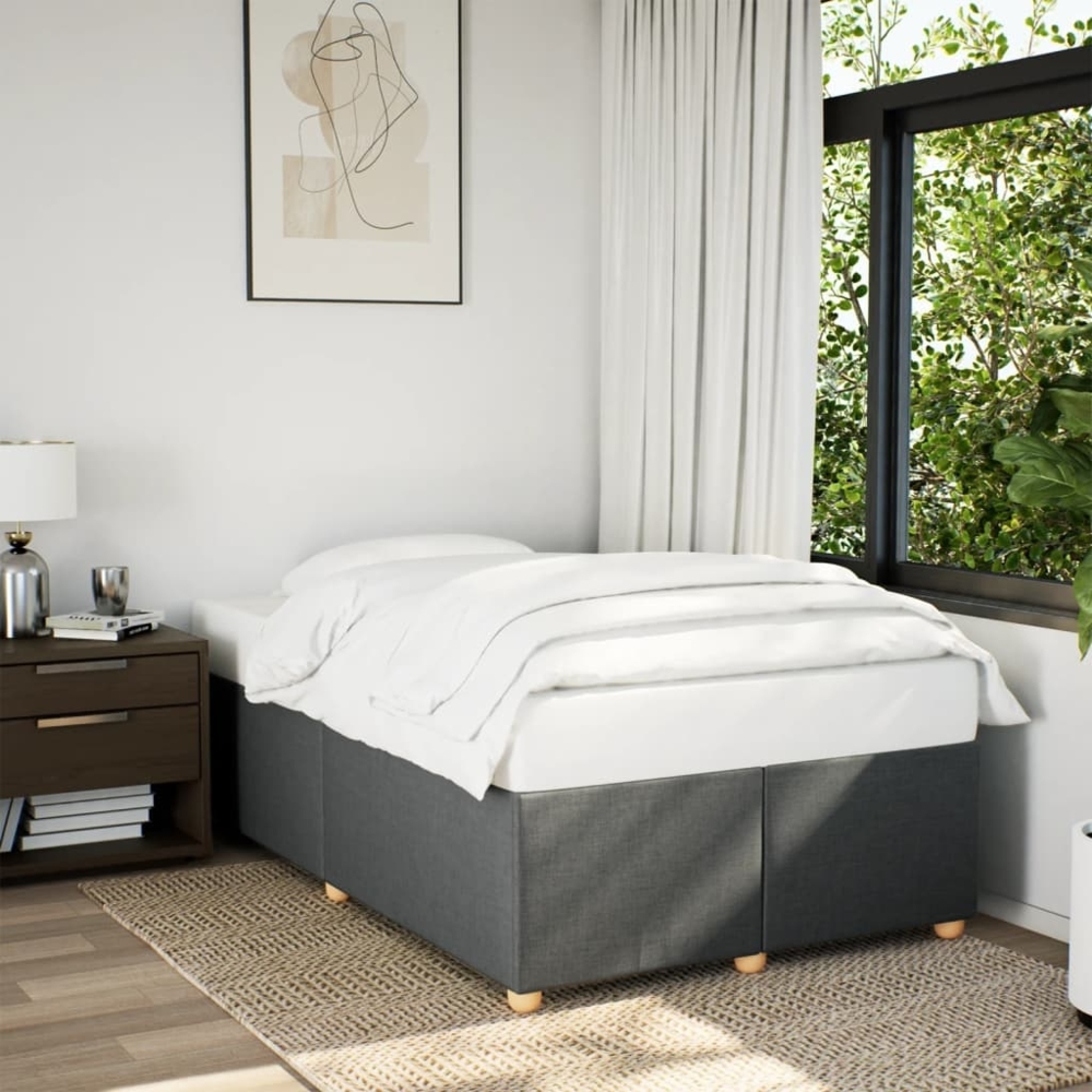 vidaXL Bettgestell ohne Matratze Dunkelgrau 120x190 cm Stoff 3284716 Bild 1