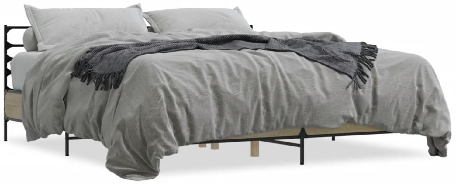vidaXL Bettgestell Sonoma-Eiche 180x200 cm Holzwerkstoff und Metall 3280058 Bild 1
