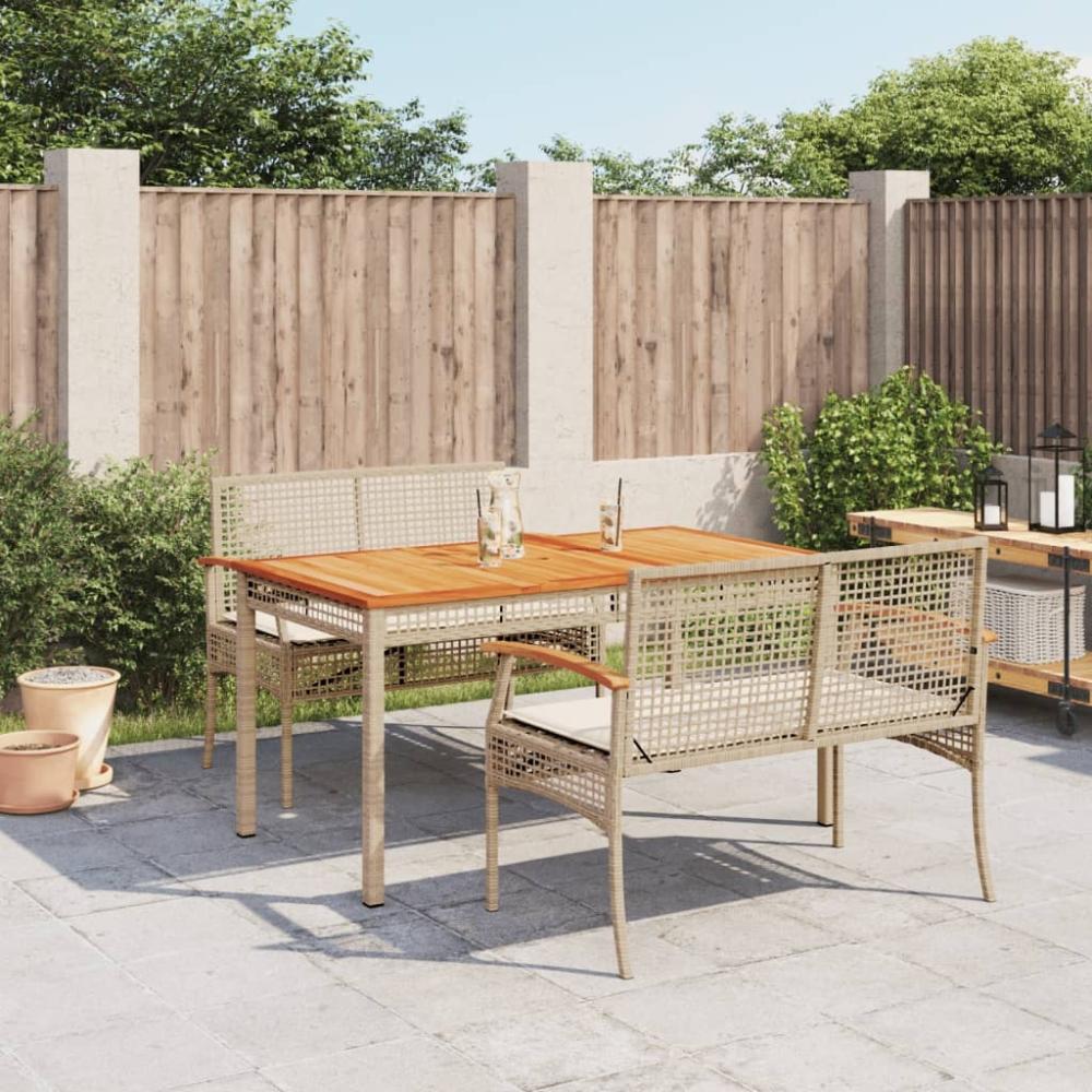 vidaXL 3-tlg. Garten-Essgruppe mit Kissen Beige Poly Rattan 3213584 Bild 1