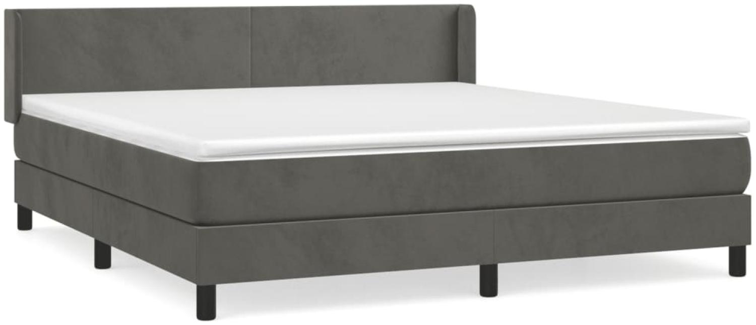 vidaXL Boxspringbett mit Matratze Dunkelgrau 180x200 cm Samt 3130854 Bild 1