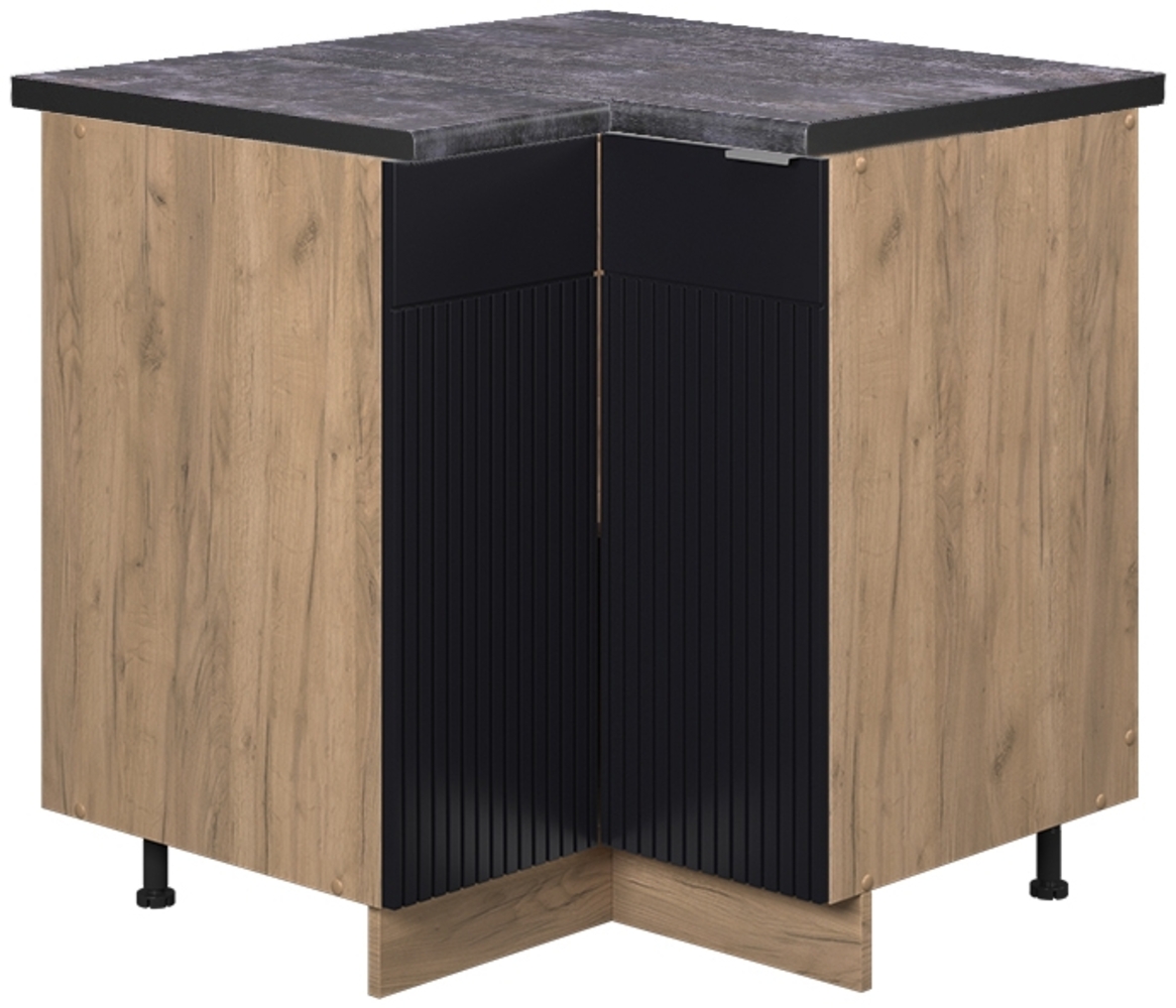 Eckunterschrank Fame-Line Schwarz gestreift 80.5 cm , AP Anthrazit Vicco Bild 1