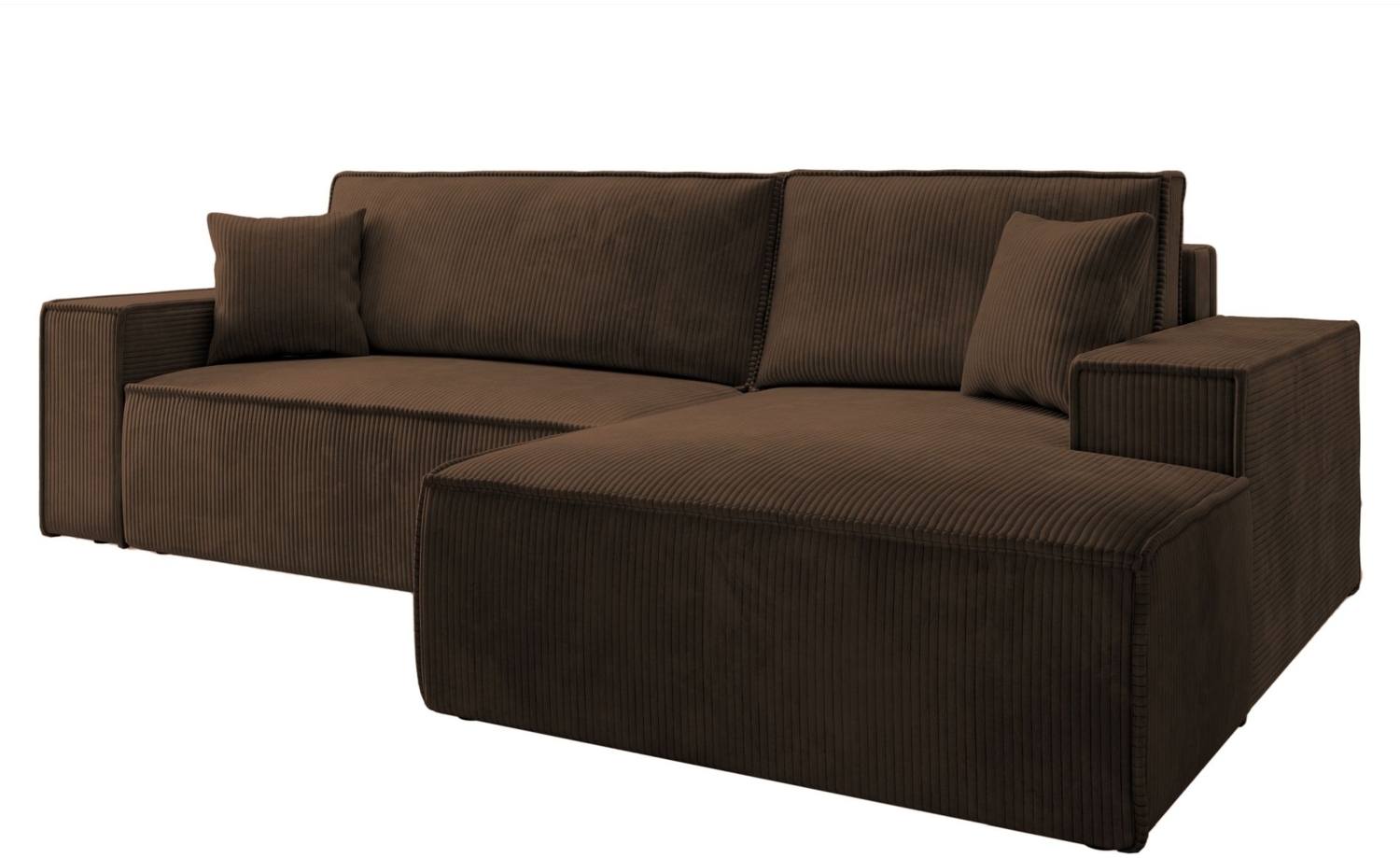 Selsey 'Farese New' Ecksofa mit Schlaffunktion, Cord-Bezug in Braun, rechtsseitig, 85 x 267 x 167 cm Bild 1
