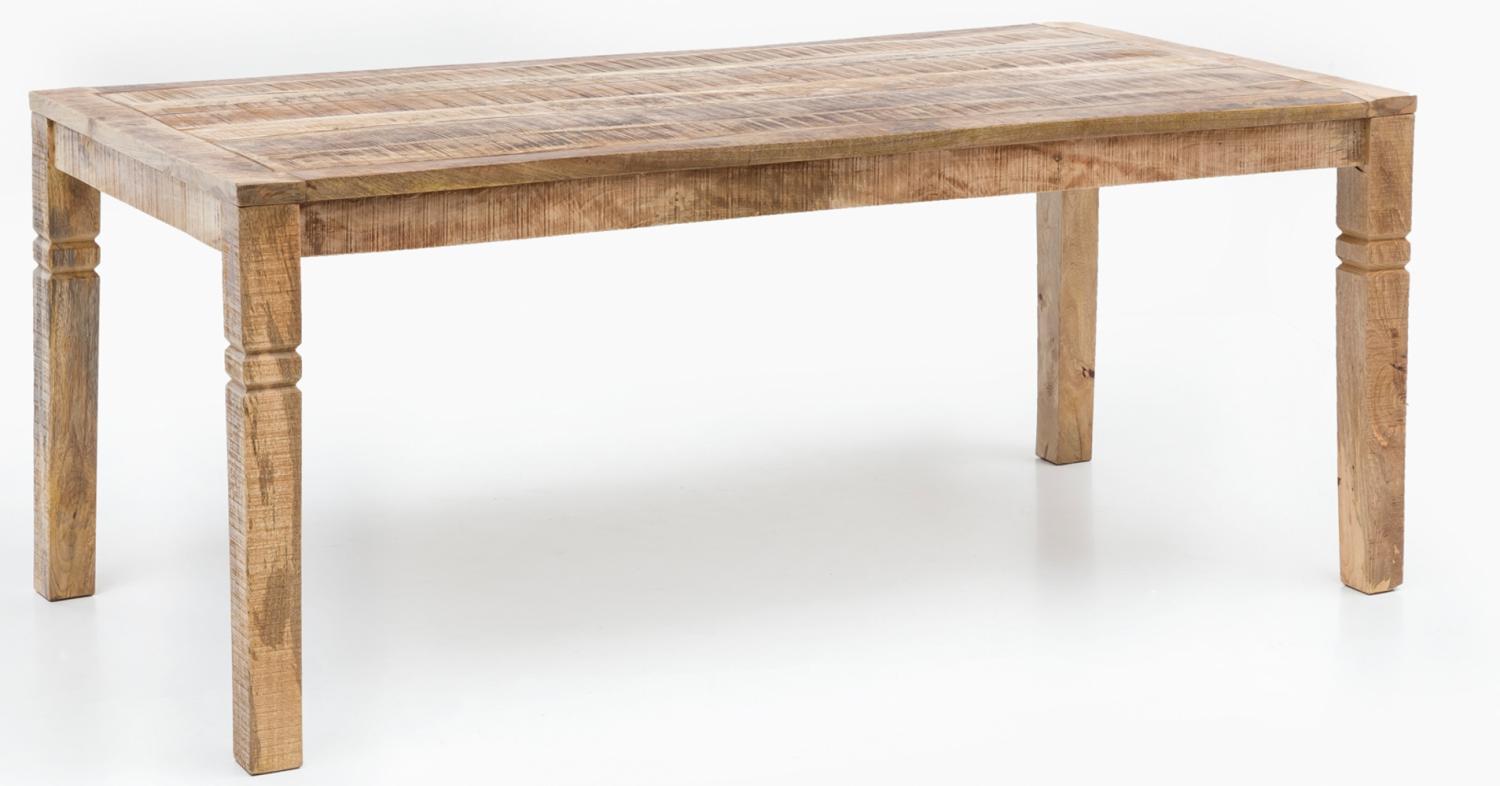 Kadima Design Rustikaler Mango-Holz Esstisch, 120 cm, Landhaus-Stil - Stilvoll mit Schnitzereien. 120x70x76 cm Bild 1