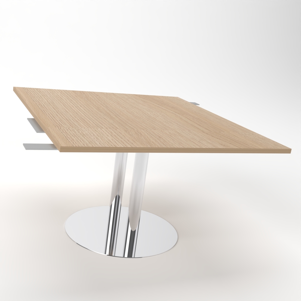 Rheinland Möbel Verkettungsplatte KONTI 120x130 cm – Erweiterungselement in Eiche mit verchromtem Tellerfuß, Anbautisch für KONTI Konferenztische 280/400/520 cm, modernes Verbindungselement für Besprechungstische Bild 1