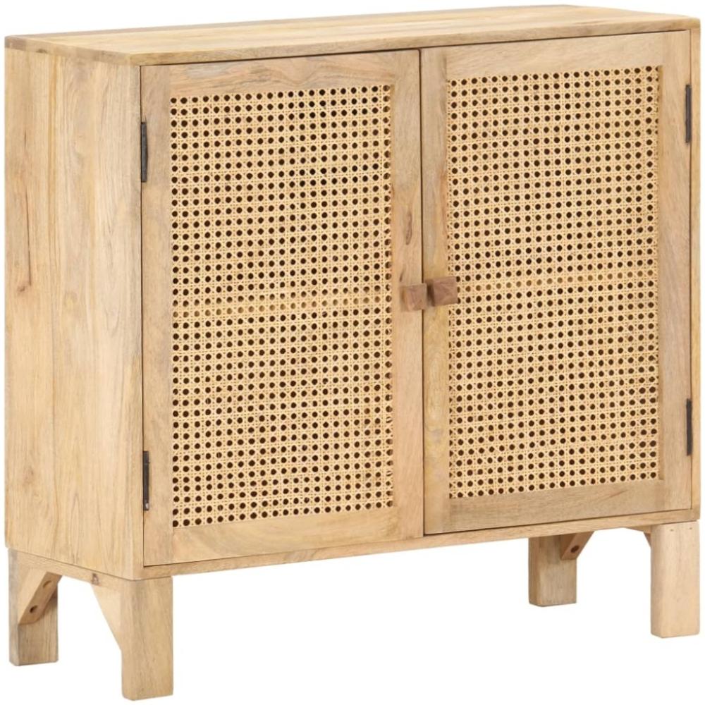 Sideboard 80 x 30 x 73 cm Mango Massivholz und Naturgeflecht Bild 1