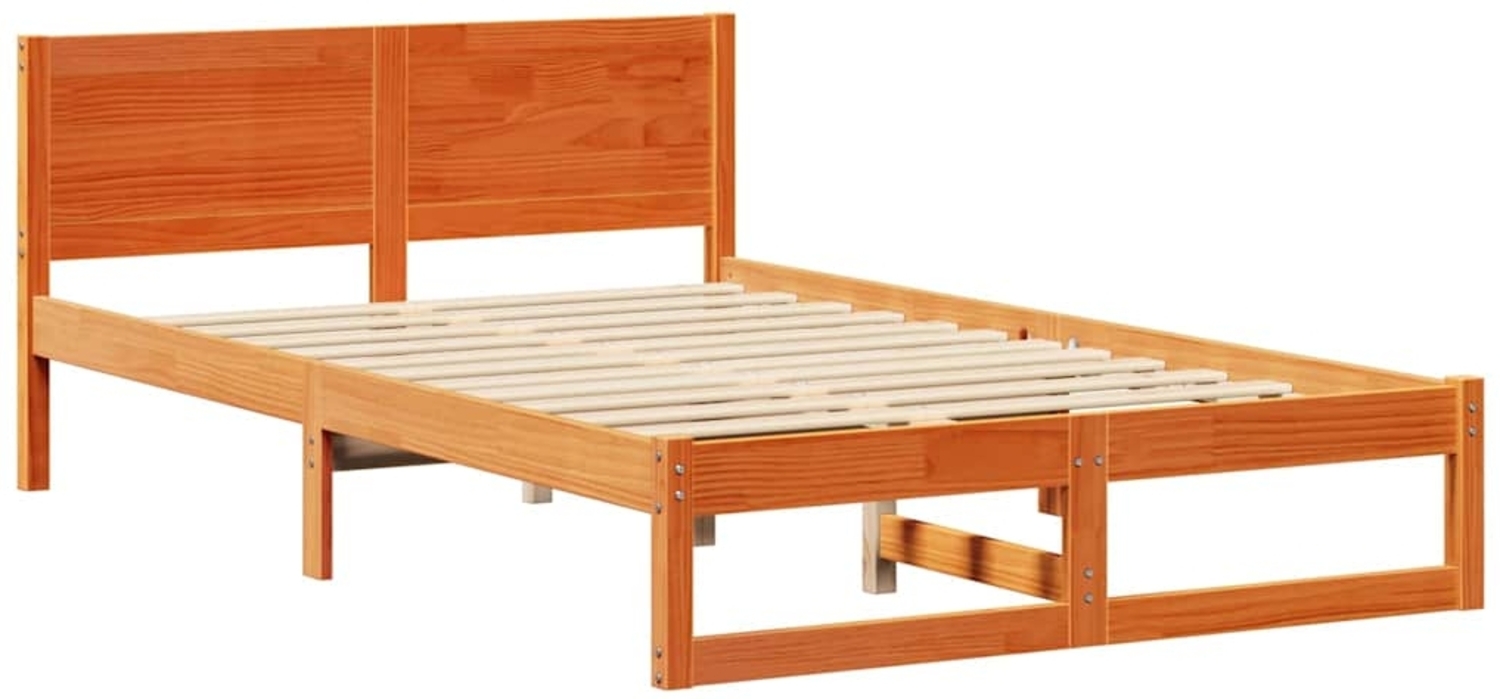 vidaXL Bettrahmen Wachsbraun 140 x 190 cm Massives Kiefernholz 873279 Bild 1