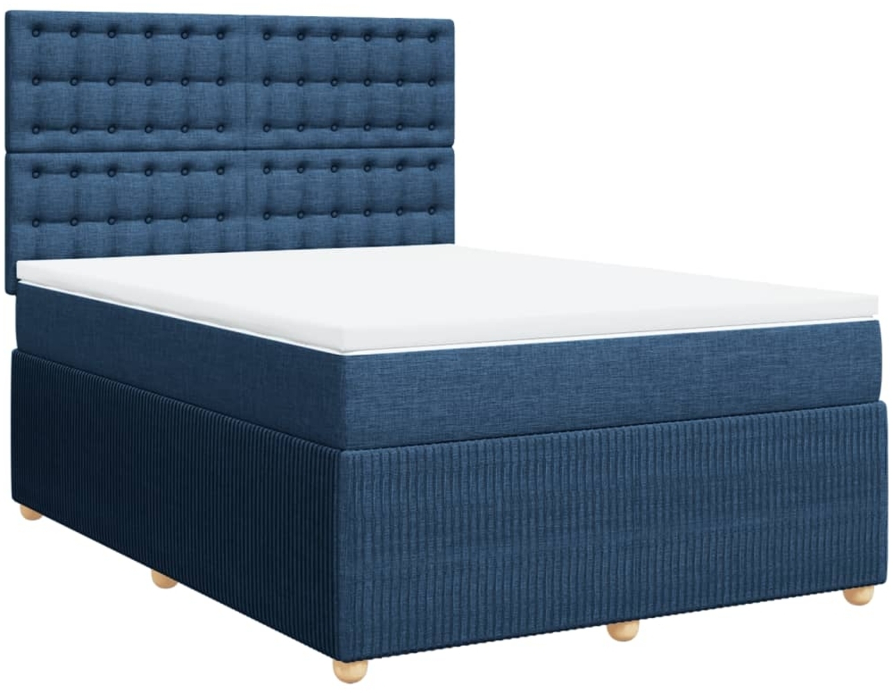 vidaXL Boxspringbett mit Matratze Blau 160x200 cm Stoff 3292127 Bild 1