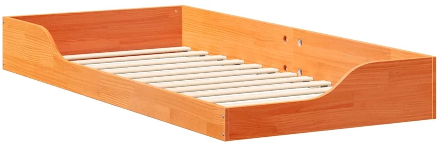 vidaXL Bodenbettgestell Wachsbraun 80 x 200 cm Massivholz Kiefer 873393 Bild 1
