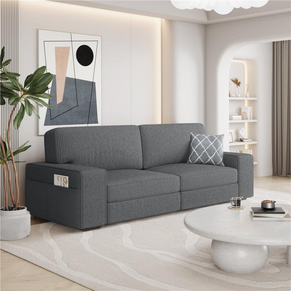 Yaheetech Sofa, Polstersofa aus Cordstoff mit Abnehmbare Kissen und Rückenlehnen Bild 1