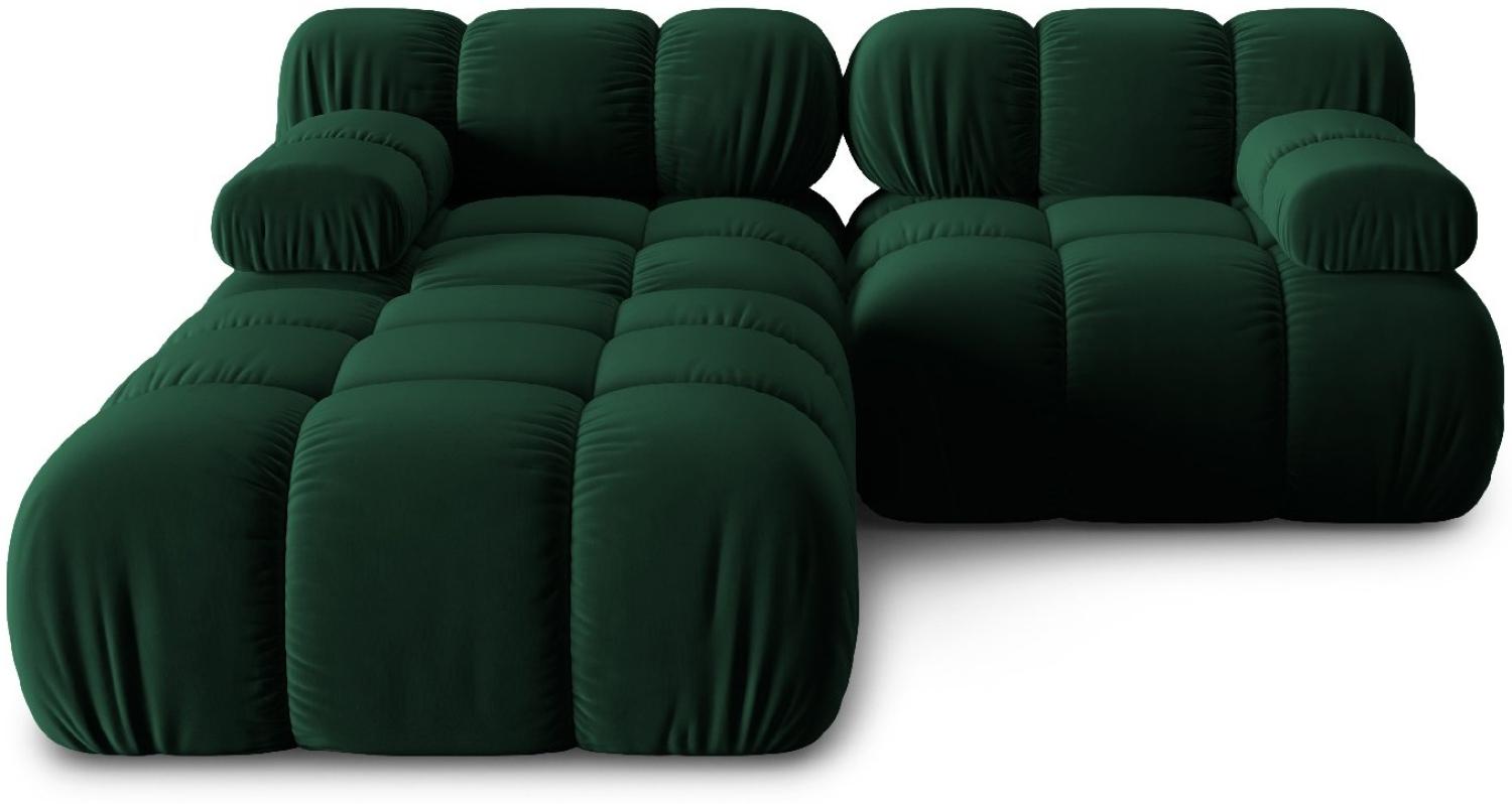 Micadoni Modulares Sofa Bellis 3-Sitzer mit flachem Modul Samtstoff Flaschengrün Bild 1