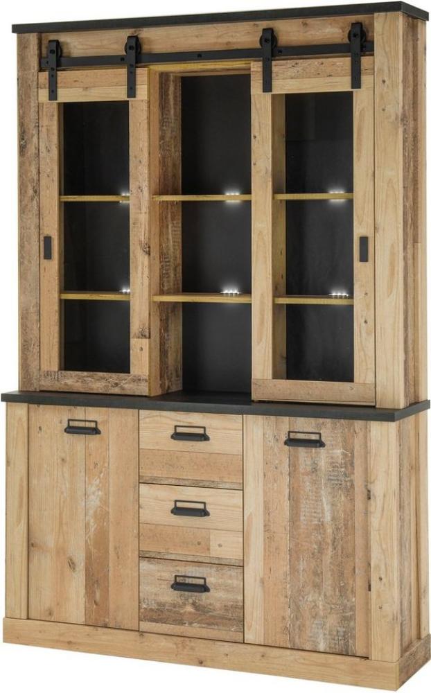 Home affaire Buffet SHERWOOD Holz Dekor, mit Scheunentorbeschlag und Apothekergriffen, Breite 133cm Bild 1