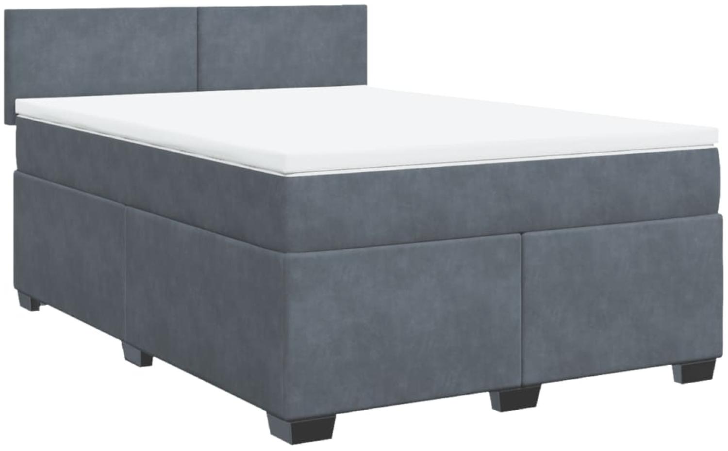 vidaXL Boxspringbett mit Matratze Dunkelgrau 140x190 cm Samt 3286301 Bild 1