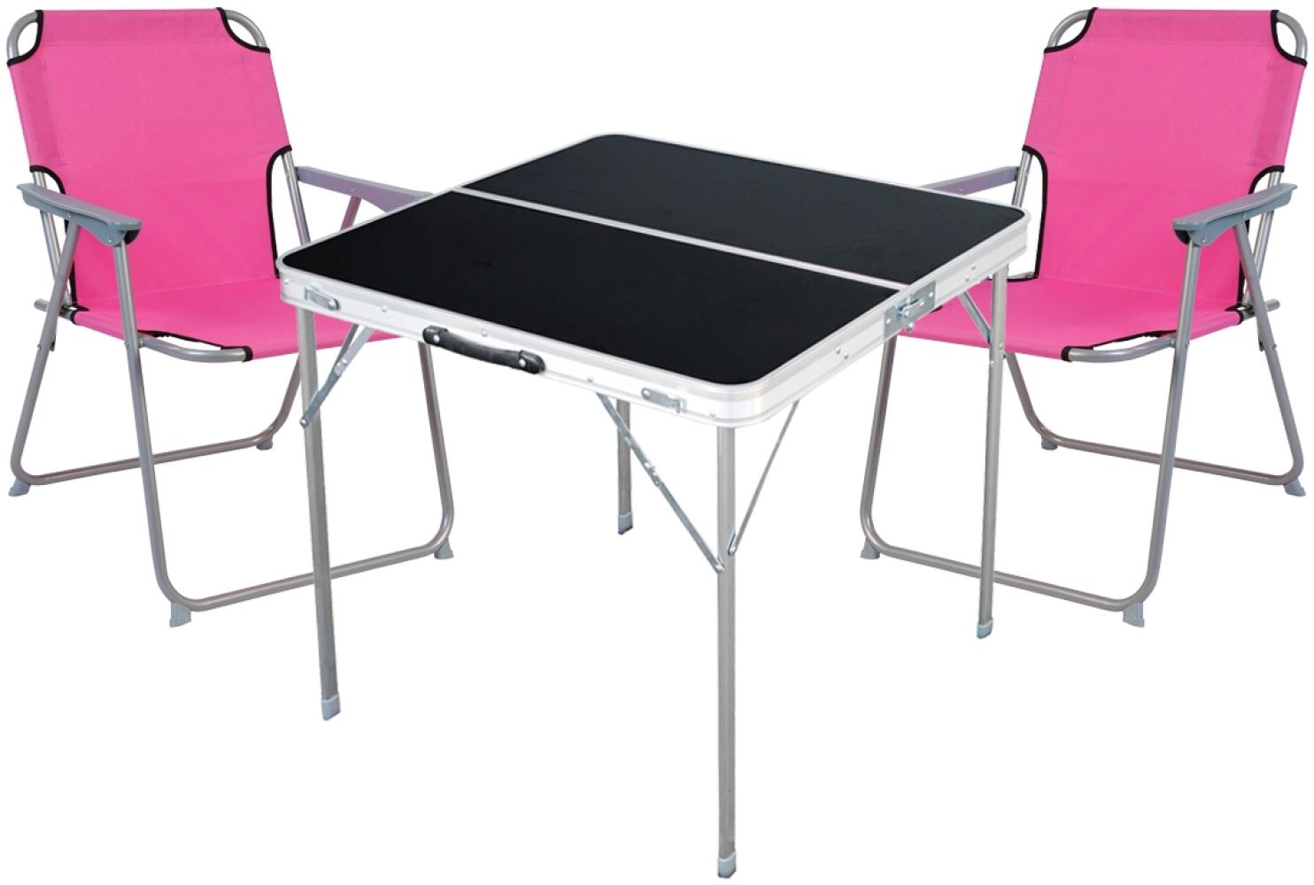 3-teiliges Campingmöbel Set Alu L80xB80xH70cm Pink Bild 1