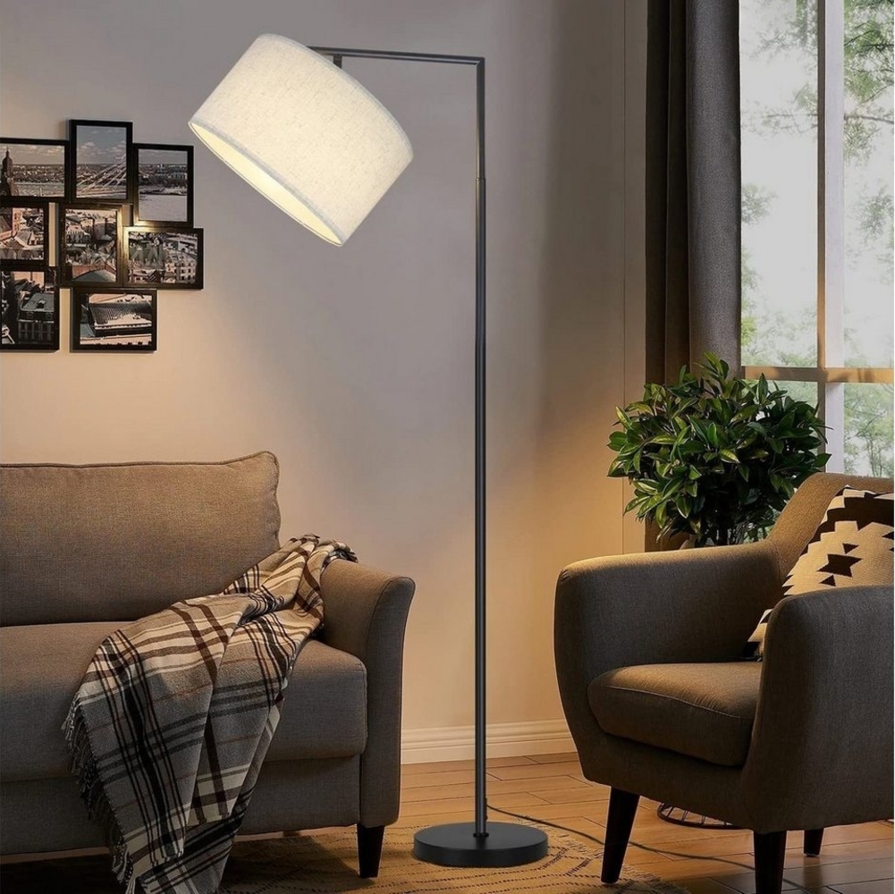 Nettlife Stehlampe Stehlampe Stoff Design Weiß 1xE27 Fußschalter, LED wechselbar, Wohnzimmer Schlafzimmer Büro Bild 1