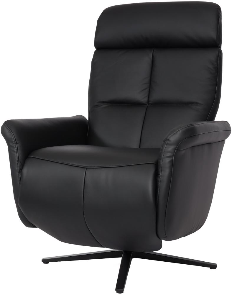 Relaxsessel HWC-L10, Design Fernsehsessel TV-Sessel Liegesessel, Liegefunktion drehbar, Voll-Leder ~ schwarz Bild 1