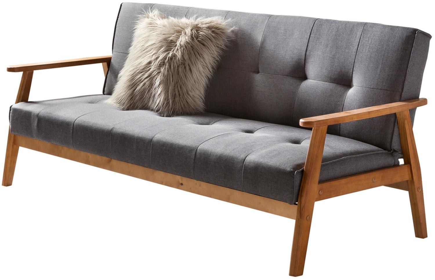 Schlafsofa 190 x 81 cm Massivholz und Polyester Dunkelgrau Bild 1