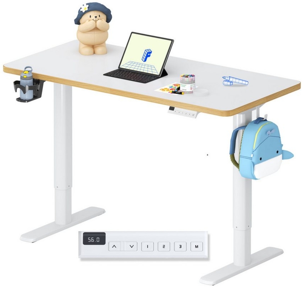 FLEXISPOT Schreibtisch Kinderschreibtisch Höhenverstellbar (16mm Abgerundete Tischecken, LED-Display & 3 Speichertaste), MIT 2xHaken& 1xBecherhalter, Kindersicherung Bild 1