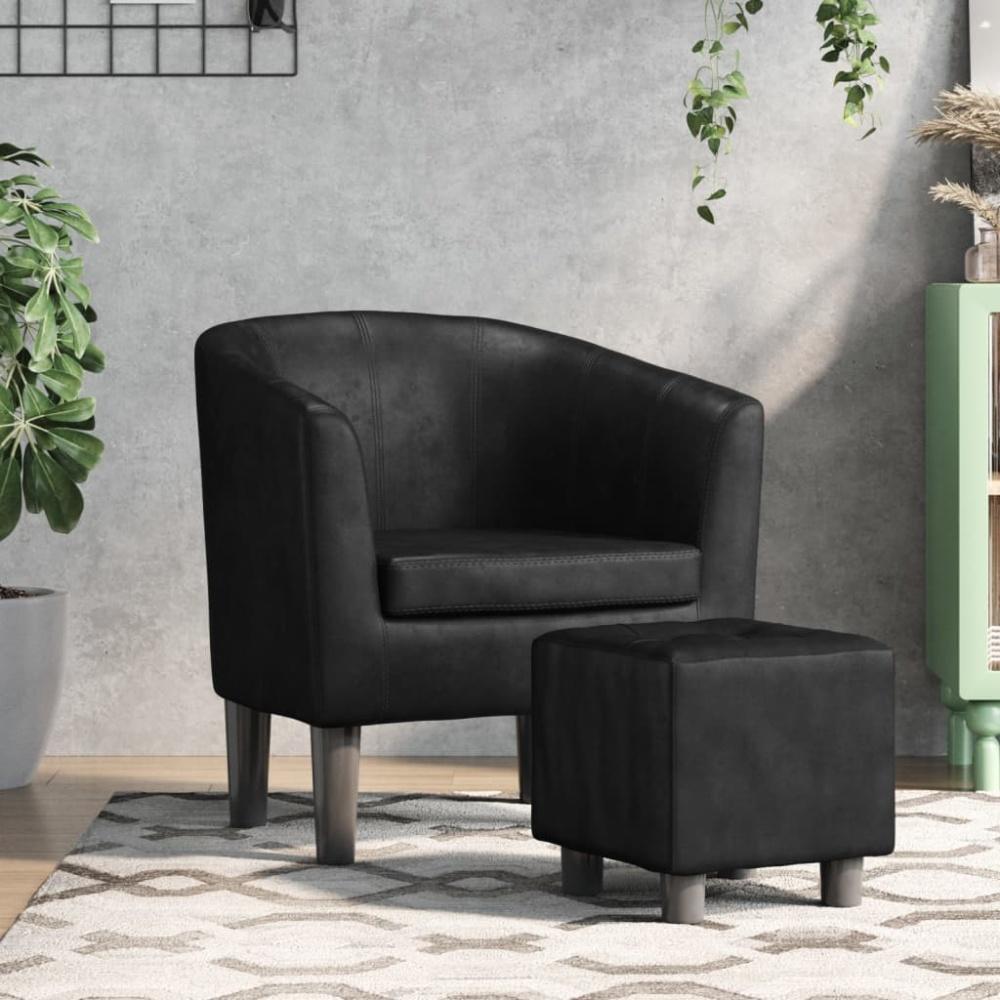 vidaXL Clubsessel mit Fußhocker Schwarz Kunstleder 356491 Bild 1