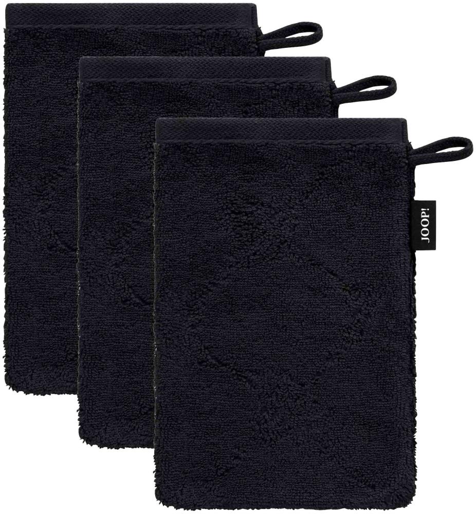 JOOP! Waschlappen, 3er Pack - Waschhandschuh, Doubleface, Walkfrottier Schwarz 16x22cm Bild 1