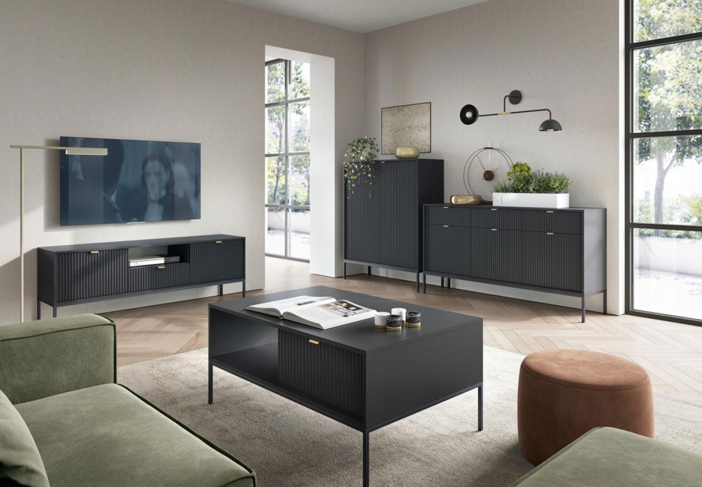 Wohnzimmer-Set Nova Wohnwand 4-teilig schwarz MDF Bild 1