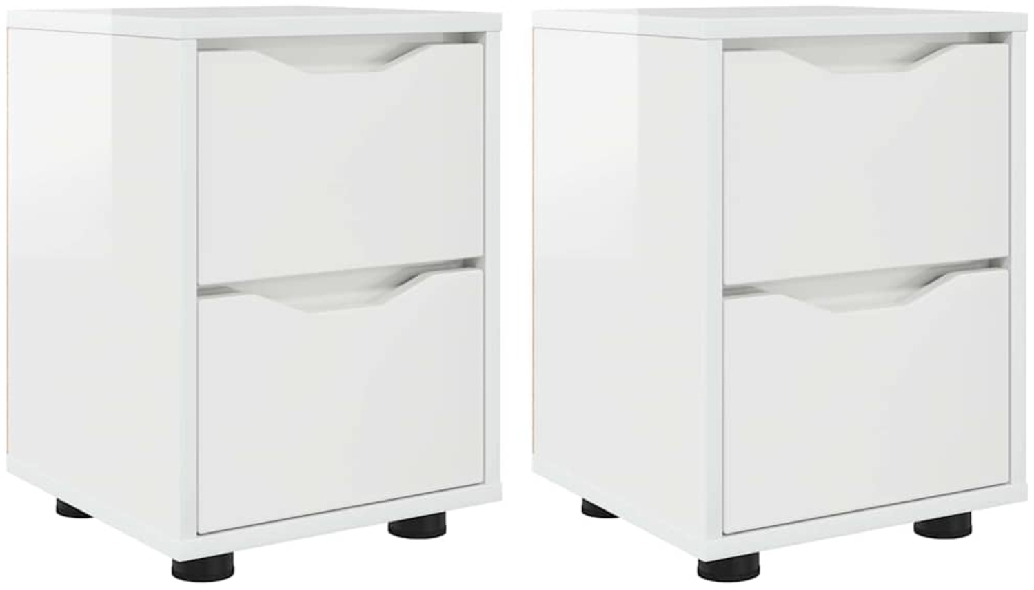 vidaXL Nachttische 2 pcs Hochglanz Weiß 30,5 x 30 x 43 cm 888806 Bild 1