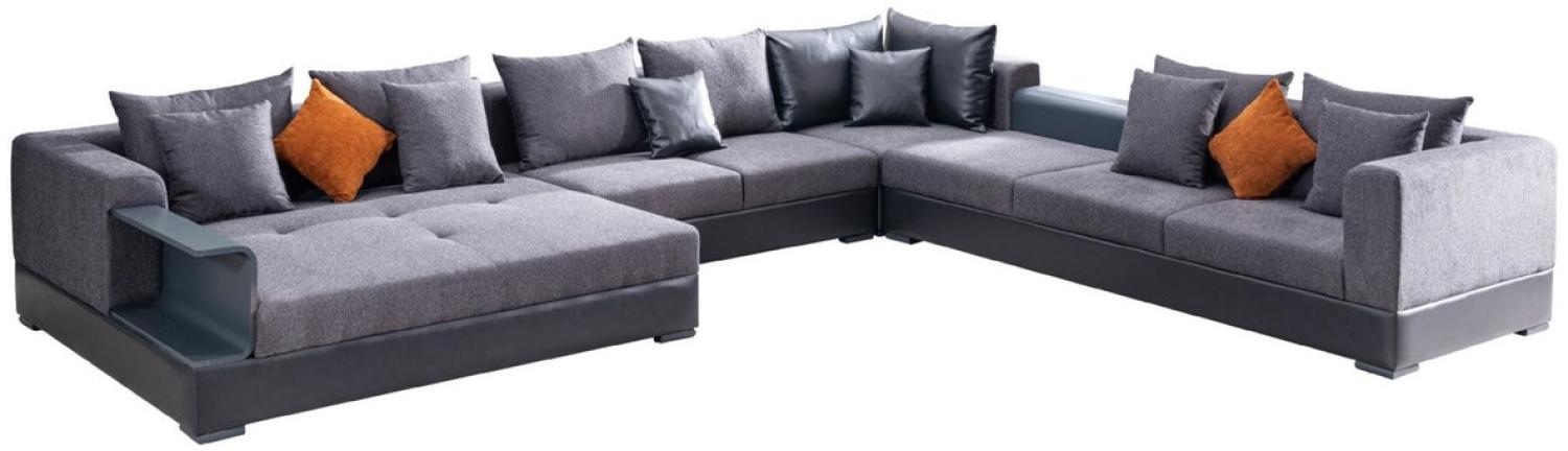 Casa Padrino Luxus Ecksofa Blau 445 x 370 cm - Wohnzimmer Sofa - Wohnzimmer Möbel - Luxus Möbel - Luxus Wohnzimmer Einrichtung Bild 1