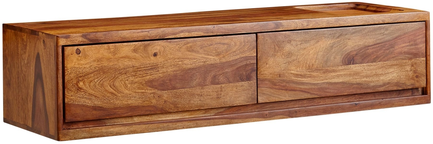 Lowboard Hängend Sheesham Massivholz 108x25x34 cm TV-Schrank Braun, Design Fernsehtisch mit Stauraum, Fernsehschrank Wand Modern, TV-Kommode Fernsehkommode zum Aufhängen Bild 1