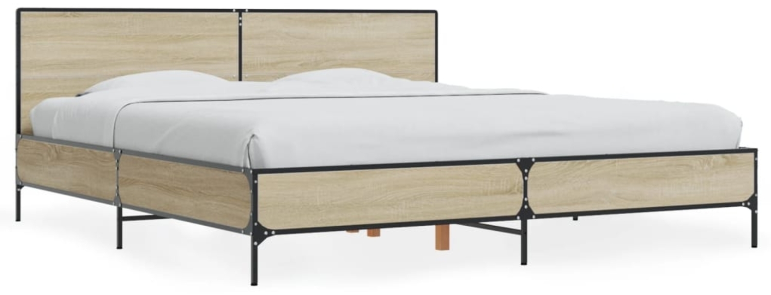 vidaXL Bettgestell Sonoma-Eiche 200x200 cm Holzwerkstoff und Metall 3280018 Bild 1