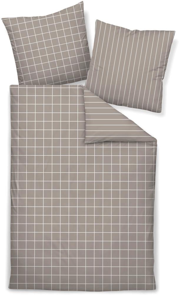 Janine Mako Satin Bettwäsche 2 teilig Bettbezug 155x220 cm Kopfkissenbezug 80x80 cm Modernclassic 39025-57 vulkan Bild 1