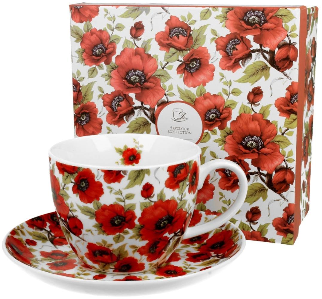 DUO FLORAL Jumbobecher 470 ml LINA mit Untertasse, New Bone China Porzellan Bild 1