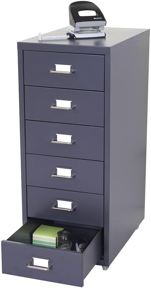 Rollcontainer Boston T851, Schubladenschrank Stahlschrank, 69x28x41cm 6 Schubladen ~ dunkelgrau Bild 1