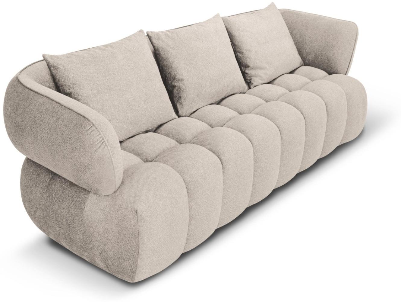 Micadoni Sofa Reese 3-Sitzer Strukturierter Samtstoff Dunkelbeige Bild 1