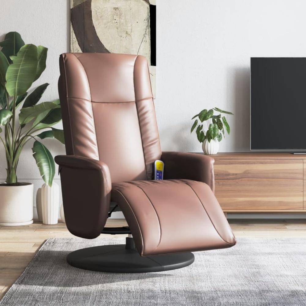 vidaXL Massagesessel mit Fußteil Braun Kunstleder Bild 1