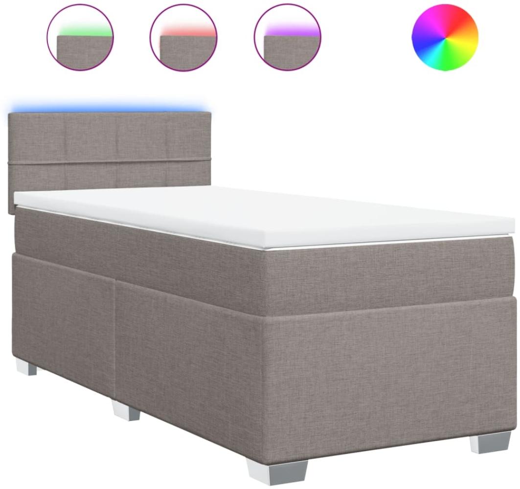 Boxspringbett mit Matratze, Stoff, Viereckige, grauer Fuß, Taupe, 100x200 cm, true Bild 1