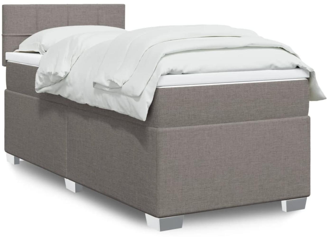 Boxspringbett mit Matratze, Stoff, Viereckige, grauer Fuß, Taupe, 100 x 200 cm, true Bild 1