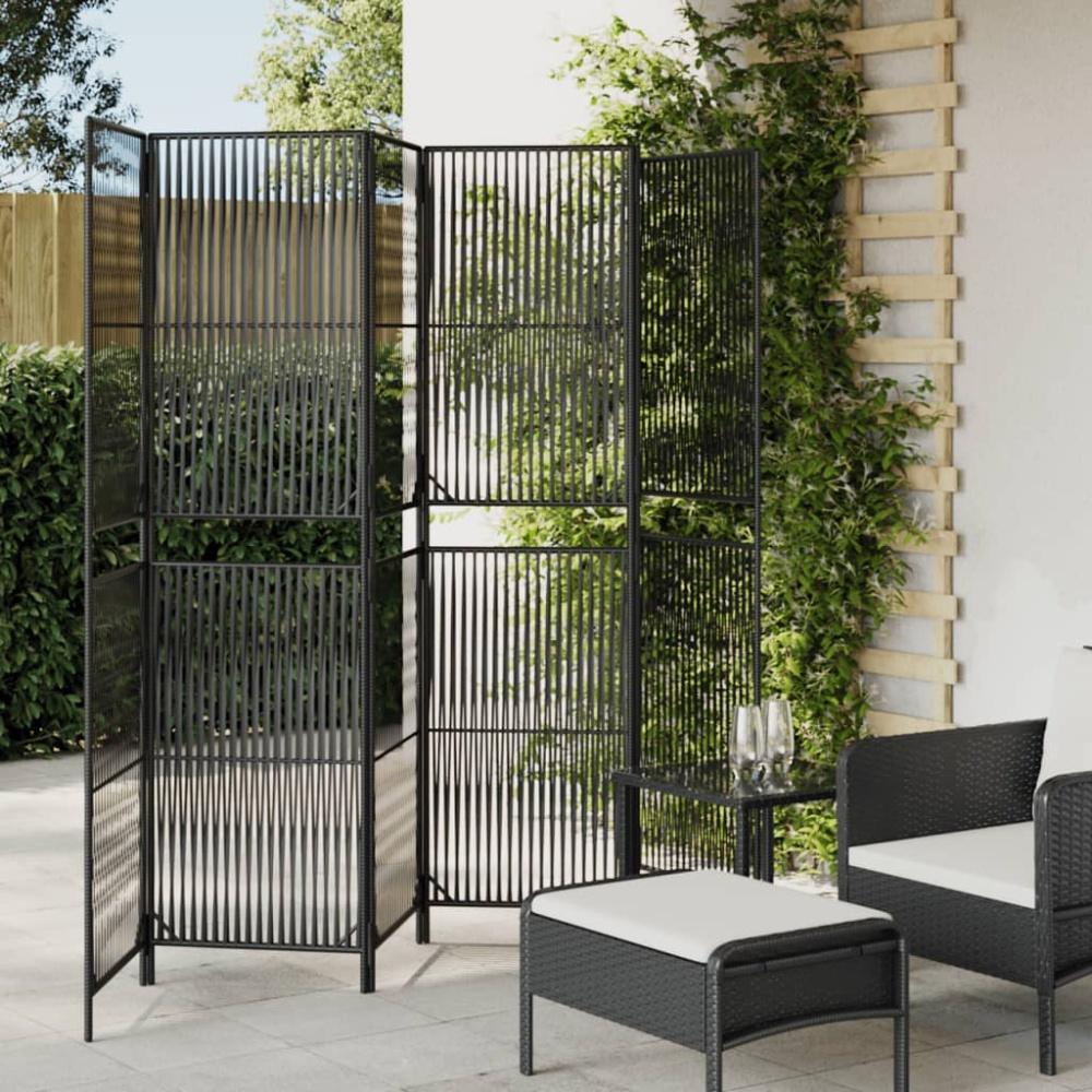 vidaXL Paravent 6-tlg. Schwarz Poly Rattan 365384 Bild 1