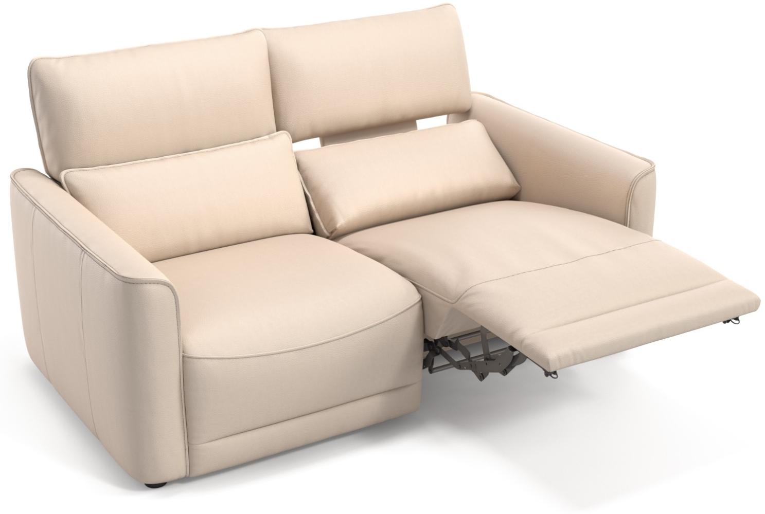 Sofanella Zweisitzer GALA Ledercouch Sofa Designercouch in Creme Bild 1