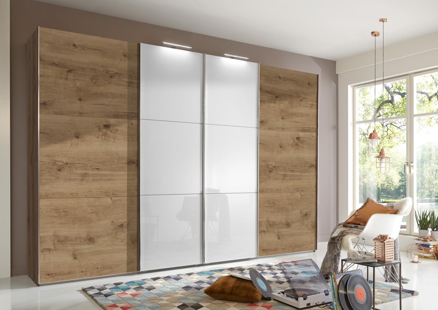 Schwebetürenschrank >ESCAPE< (BxH: 300x216 cm) in GLAS WEISS - 300x216 cm (BxH) Bild 1