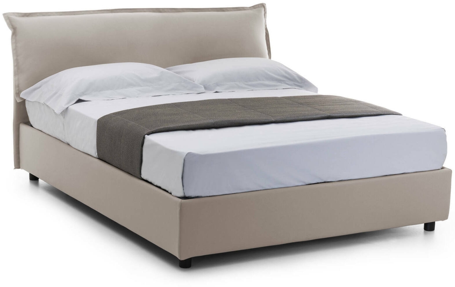 Dmora Aishia Doppelbett, Bettkasten mit abnehmbarem Bezug, gepolstertem Kopfteil und Bettkastenrahmen, 100 % Made in Italy, inklusive Matratze 160 x 200 cm, taubengrau Bild 1