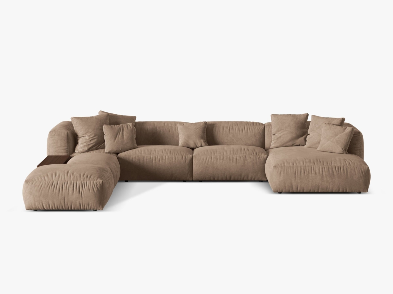 Micadoni Panorama-Ecksofa Martina 5-Sitzer Links Samt Dunkelbeige Bild 1