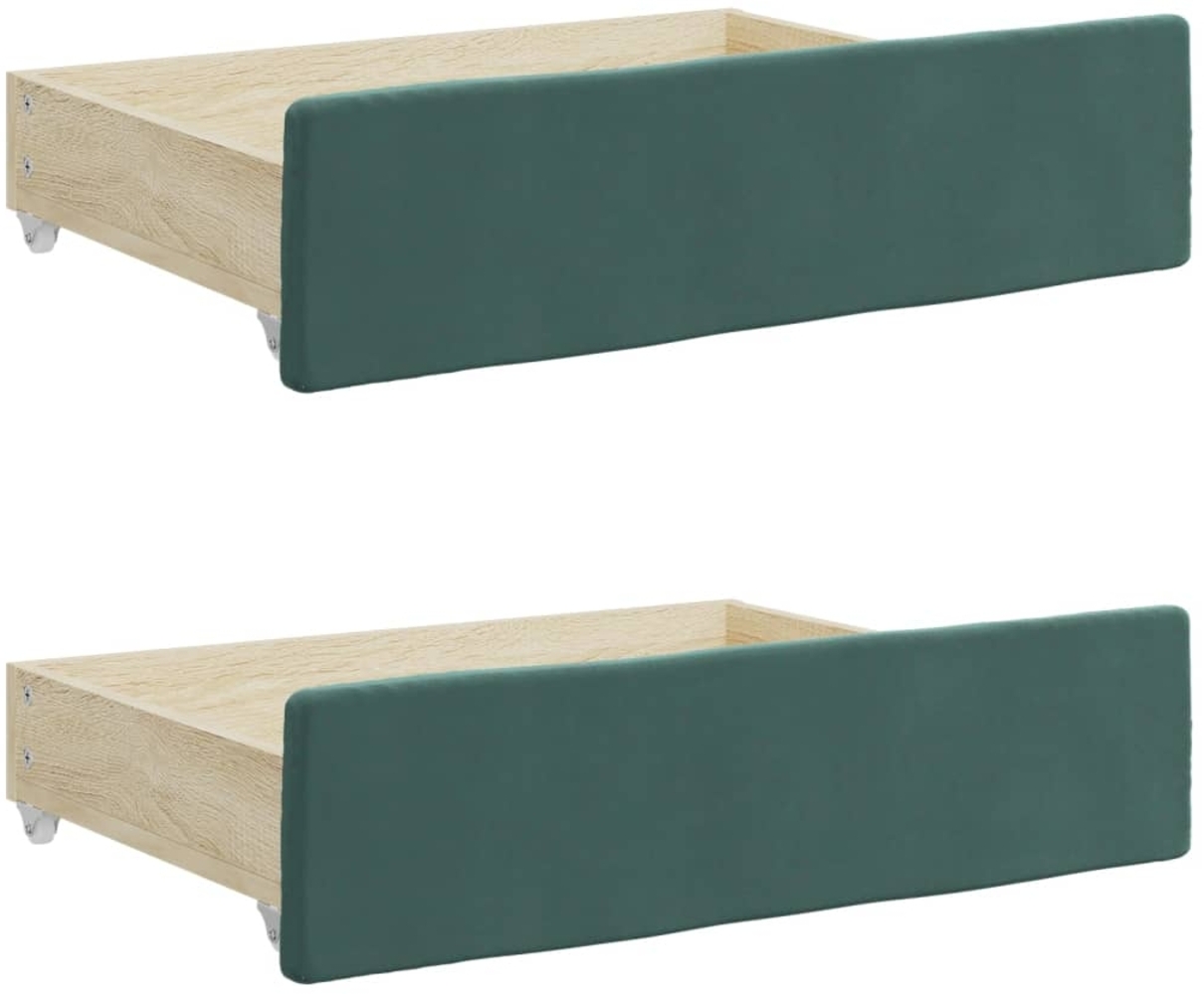 vidaXL Bettschubladen 2 Stk. Dunkelgrün Holzwerkstoff und Samt 833918 Bild 1