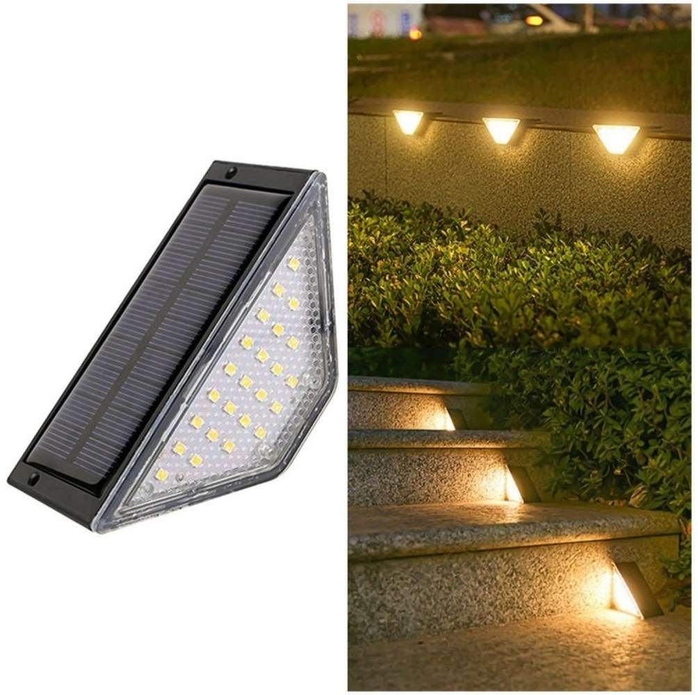 JOYOLEDER LED Solarleuchte Solarlampen für Außen, 2er-Set Solar Treppenbeleuchtung Außen, 3000K Warmweiß/Wasserdichte, Solar Treppenlicht für Gehweg, Treppe, Weg Bild 1