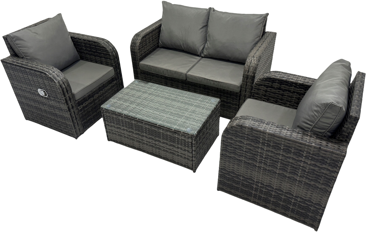 Fimous Outdoor Gartenmöbel Set 4-Sitzer Polyrattan Garten Sofa Balkonmöbel Sitzgruppe mit Hocker;Armstuhl;Tisch Dunkelgrau Gemischt Bild 1