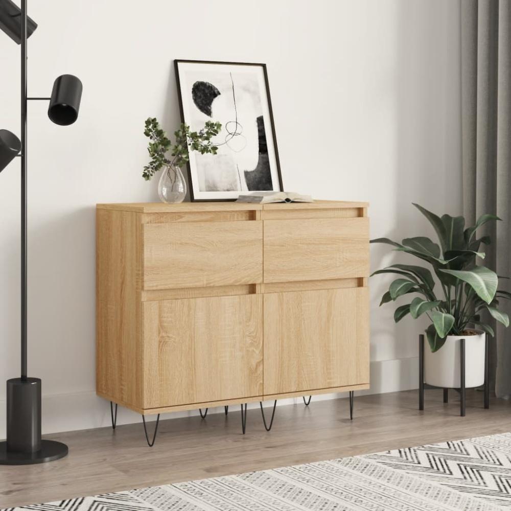 vidaXL Sideboards 2 Stk. Sonoma-Eiche 40x35x70 cm Holzwerkstoff 831155 Bild 1