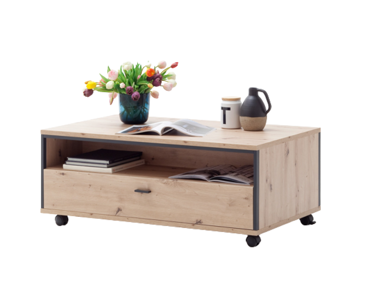 Couchtisch Mendoza 10 Balkeneiche 115x46x70 cm Sofatisch Beistelltisch Bild 1